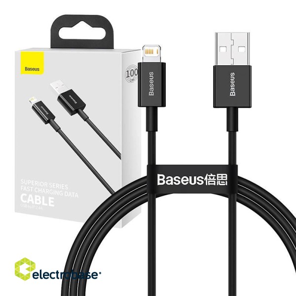 Baseus Superior Series Cable USB to iP 2.4A 1m (black) фото 1