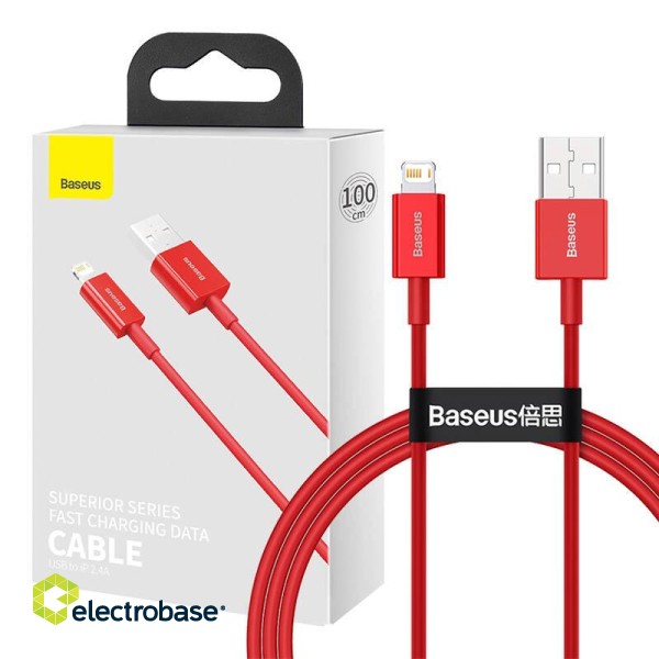 Baseus Superior Series Cable USB to iP 2.4A 1m (red) image 1