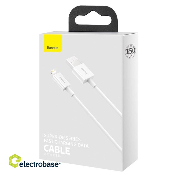 Baseus Superior Series Cable USB to Lightning 2.4A 1,5m (white) paveikslėlis 8