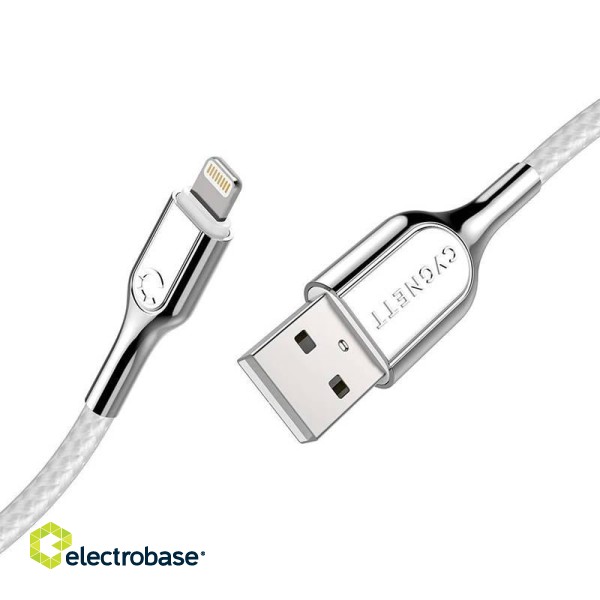 Cable Lightning to USB Cygnett Armoured 2.4A 12W 0,1m (white) фото 2