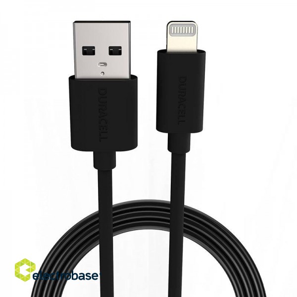 Cable USB to Lightning Duracell 1m (black) paveikslėlis 1