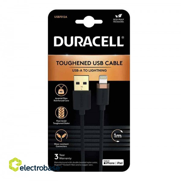 Duracell USB-C cable for Lightning 1m (Black) paveikslėlis 2