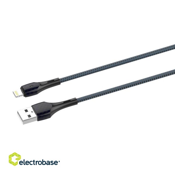 LDNIO LS522 2m USB - Lightning Cable (Grey-Blue) paveikslėlis 1