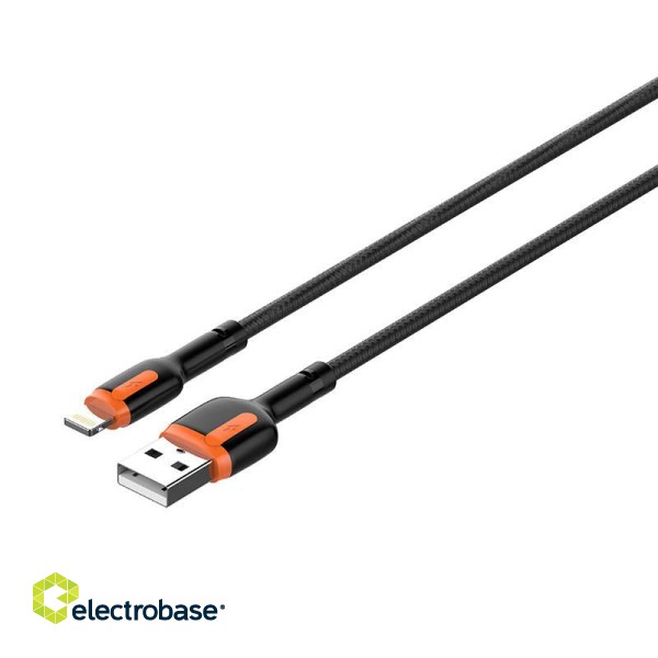 LDNIO LS531, USB - Lightning 1m Cable (Grey-Orange) paveikslėlis 1