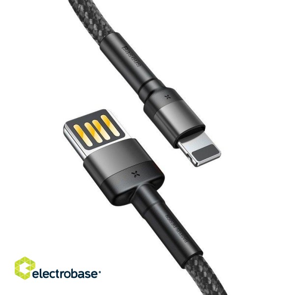 Baseus Cafule Double-sided USB Lightning Cable 1.5A 2m (Gray+Black) paveikslėlis 2