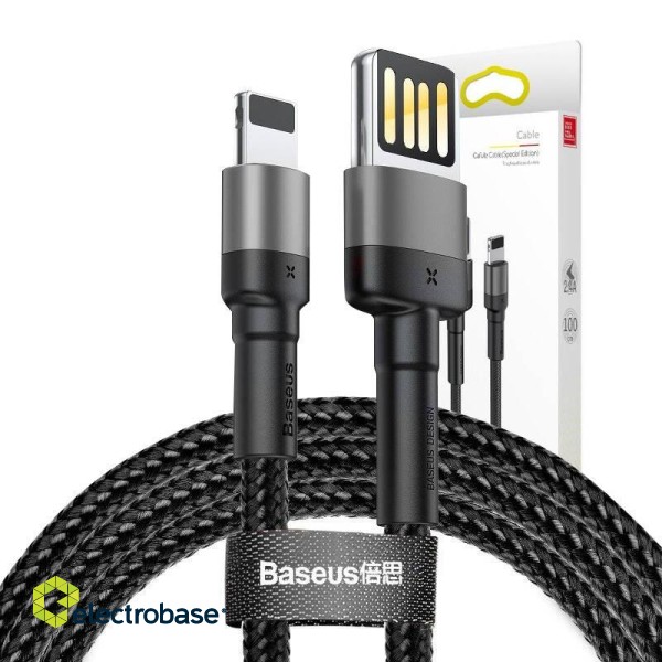 Lightning USB cable (reversible) Baseus Cafule 2.4A 1m (gray-black) фото 6