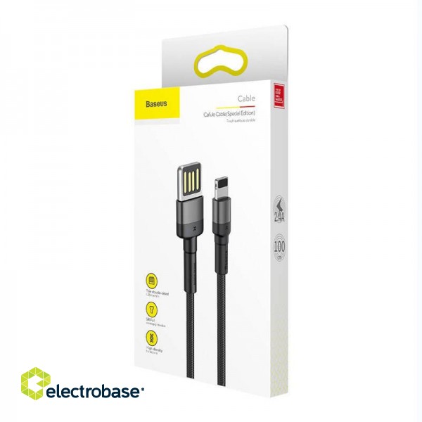 Lightning USB cable (reversible) Baseus Cafule 2.4A 1m (gray-black) фото 5