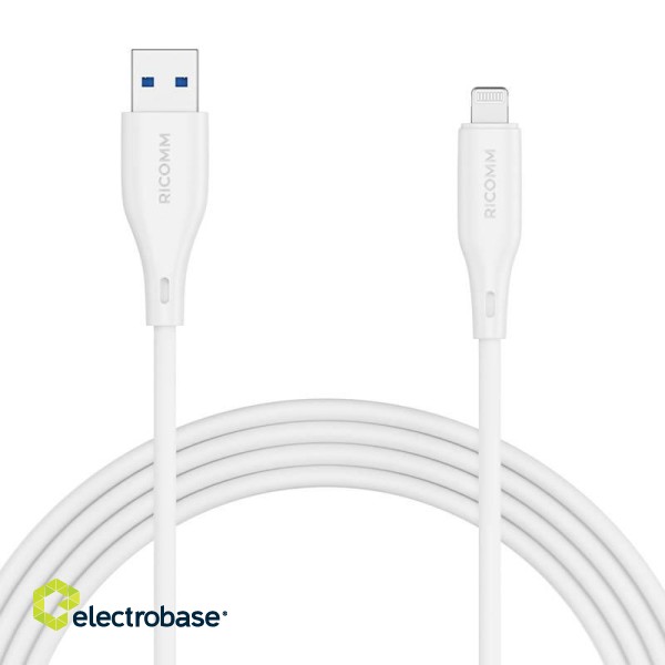 USB-A to Lightning Cable Ricomm RLS007ALW 2.1m image 1
