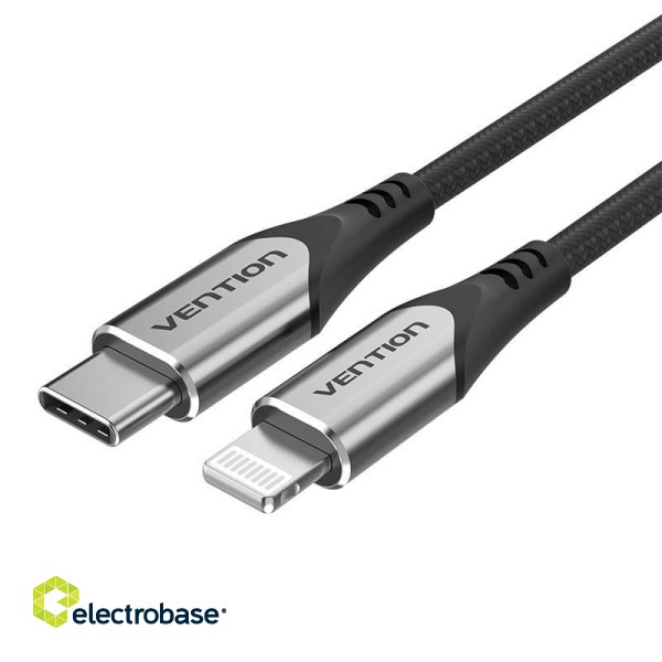 Cable USB-C 2.0 to Lightning Vention TACHG MFi 3A 1.5m gray