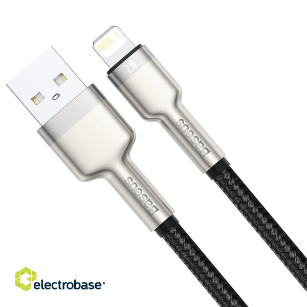USB cable for Lightning Baseus Cafule, 2.4A, 0,25m (black) image 4
