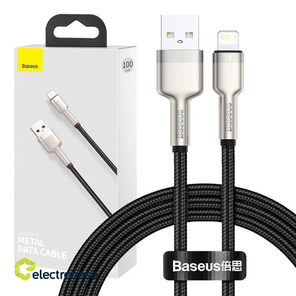 USB cable for Lightning Baseus Cafule, 2.4A, 1m (black) paveikslėlis 1