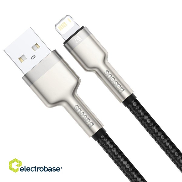 USB cable for Lightning Baseus Cafule, 2.4A, 2m (black) image 3