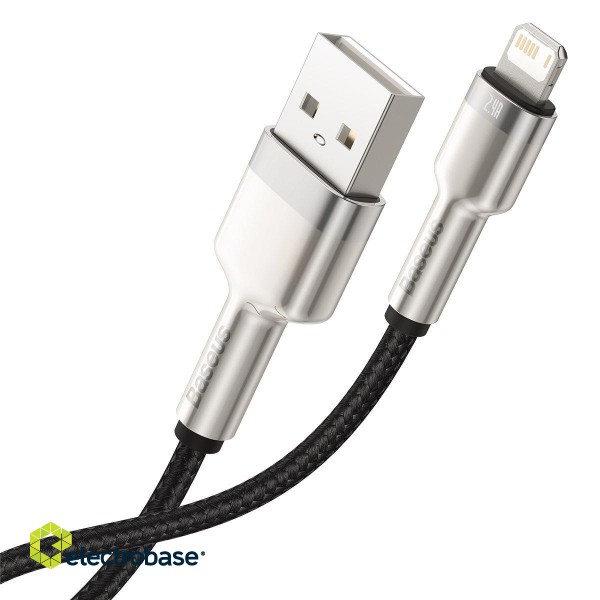 USB cable for Lightning Baseus Cafule, 2.4A, 2m (black) paveikslėlis 2