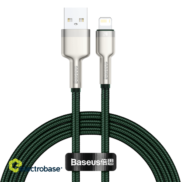 USB cable for Lightning Baseus Cafule, 2.4A, 1m (green) paveikslėlis 2