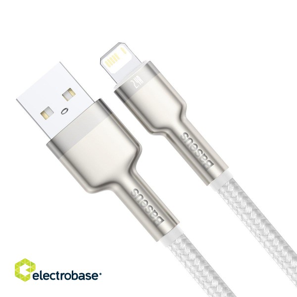 USB cable for Lightning Baseus Cafule, 2.4A, 2m (white) image 3