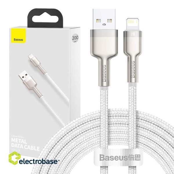 USB cable for Lightning Baseus Cafule, 2.4A, 2m (white) image 1