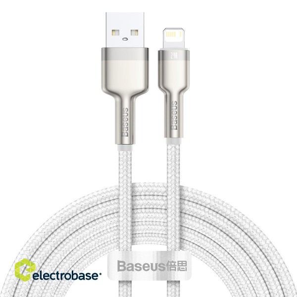 USB cable for Lightning Baseus Cafule, 2.4A, 2m (white) image 2