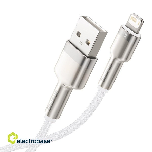 USB cable for Lightning Baseus Cafule, 2.4A, 2m (white) image 4
