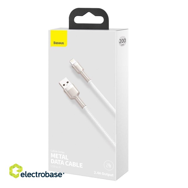 USB cable for Lightning Baseus Cafule, 2.4A, 2m (white) image 7