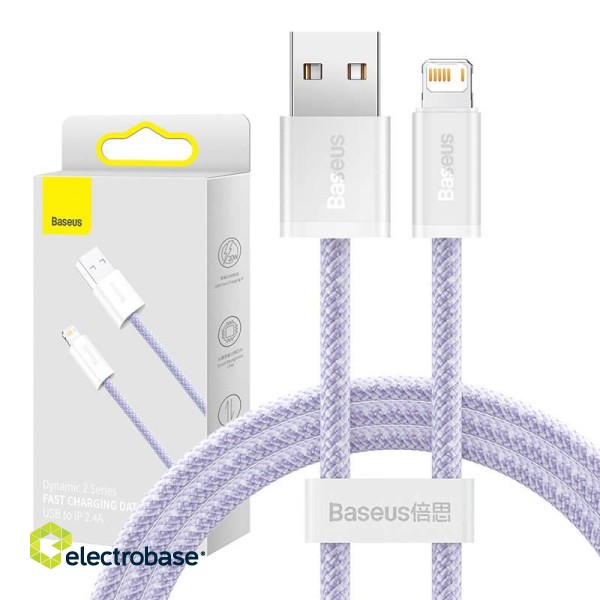 USB cable for Lightning Baseus Dynamic 2 Series, 2.4A, 1m (purple) paveikslėlis 1