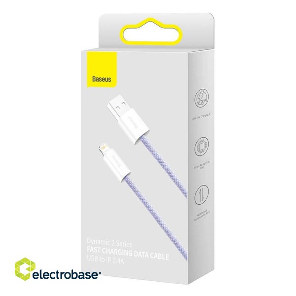USB cable for Lightning Baseus Dynamic 2 Series, 2.4A, 1m (purple) paveikslėlis 5