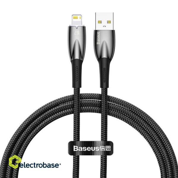 USB cable for Lightning Baseus Glimmer Series, 2.4A, 1m (Black) paveikslėlis 2