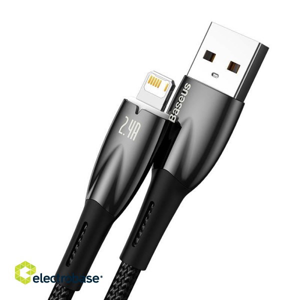 USB cable for Lightning Baseus Glimmer Series, 2.4A, 1m (Black) image 3