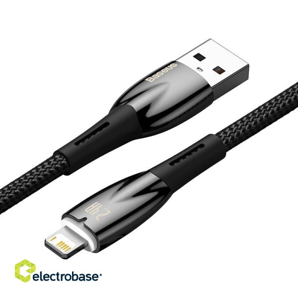 USB cable for Lightning Baseus Glimmer Series, 2.4A, 1m (Black) paveikslėlis 5