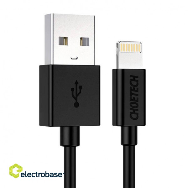USB to Lightning cable Choetech IP0026, MFi,1.2m (black) paveikslėlis 1