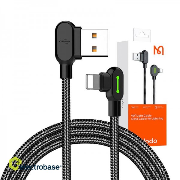 USB to Lightning cable, Mcdodo CA-4679, angled, 3m (black) paveikslėlis 3