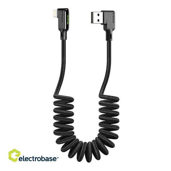 USB to Lightning cable, Mcdodo CA-7300, angled, 1.8m (black) фото 1