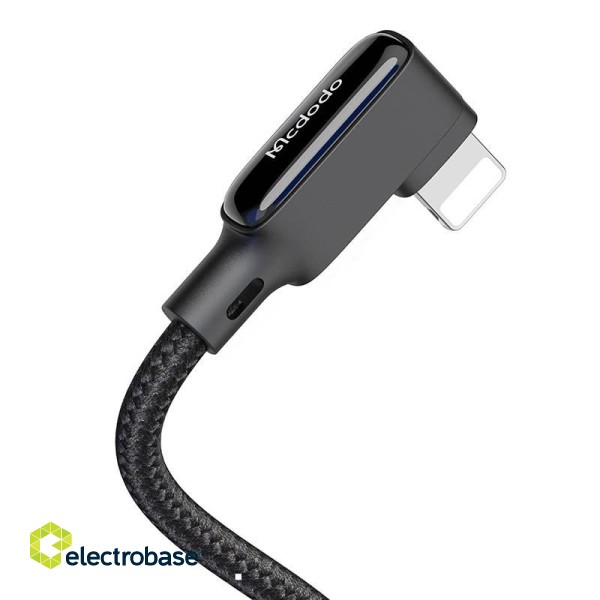 USB to Lightning cable, Mcdodo CA-7300, angled, 1.8m (black) paveikslėlis 4