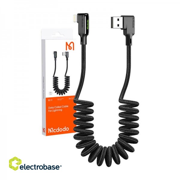USB to Lightning cable, Mcdodo CA-7300, angled, 1.8m (black) фото 5
