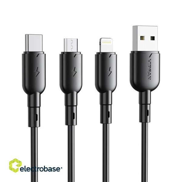 USB to Lightning cable Vipfan Colorful X11, 3A, 1m (black) image 3