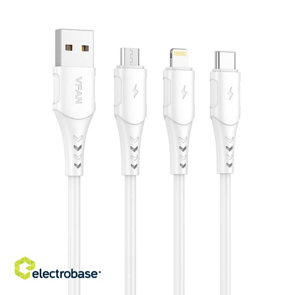 USB to Lightning cable Vipfan Colorful X12, 3A, 1m (white) image 4