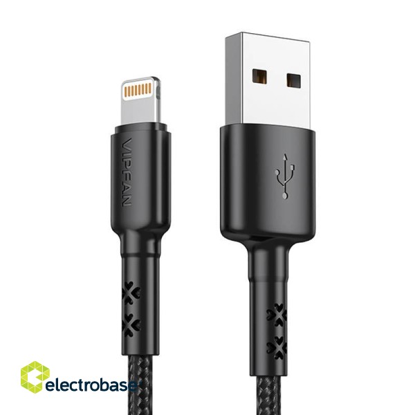 USB to Lightning cable Vipfan X02, 3A, 1.8m (black)