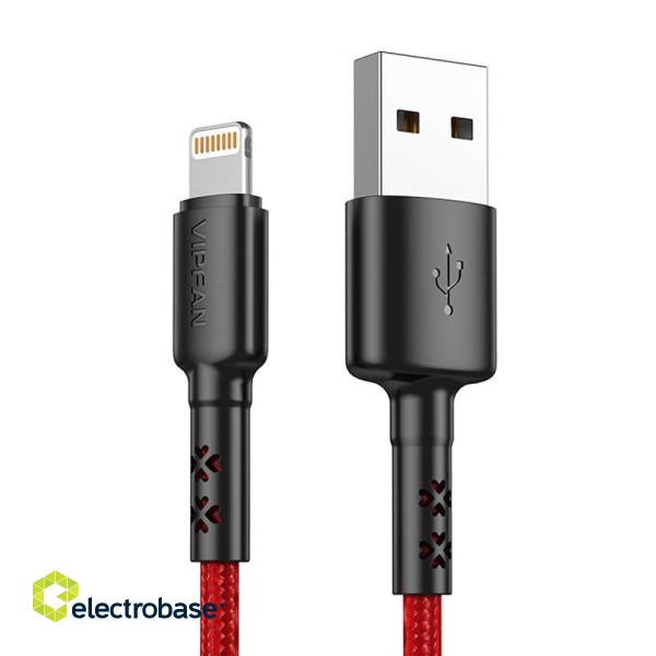 USB to Lightning cable VFAN X02, 3A, 1.8m (red)