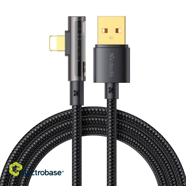 USB to lightning prism  90 degree cable Mcdodo CA-3510, 1.2m (black) paveikslėlis 1