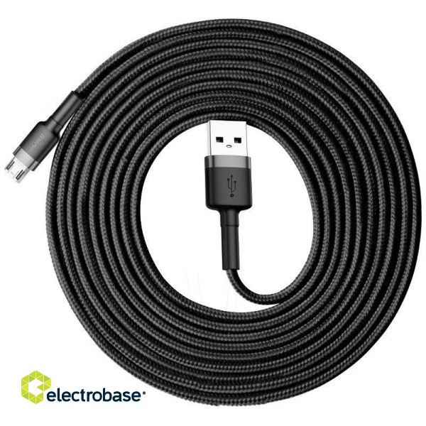 Baseus Cafule Cable USB For Micro 2A 3m Gray+Black image 3