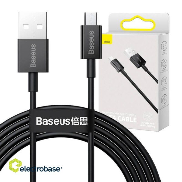 Baseus Superior Series Cable USB to micro USB, 2A, 2m (black) image 1