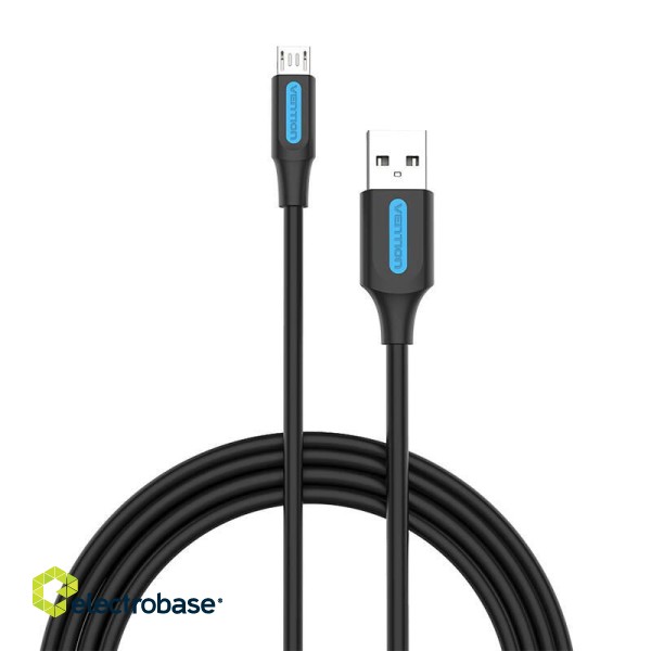 Cable USB 2.0 A to Micro USB Vention COLBH 3A 2m black paveikslėlis 1