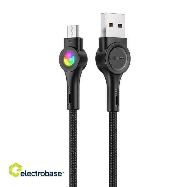 USB to Micro USB cable VFAN Colorful X08, 3A, 1.2m (black)