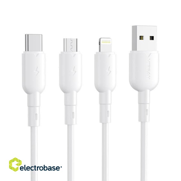 USB to Micro USB cable VFAN Colorful X11, 3A, 1m (white) image 2