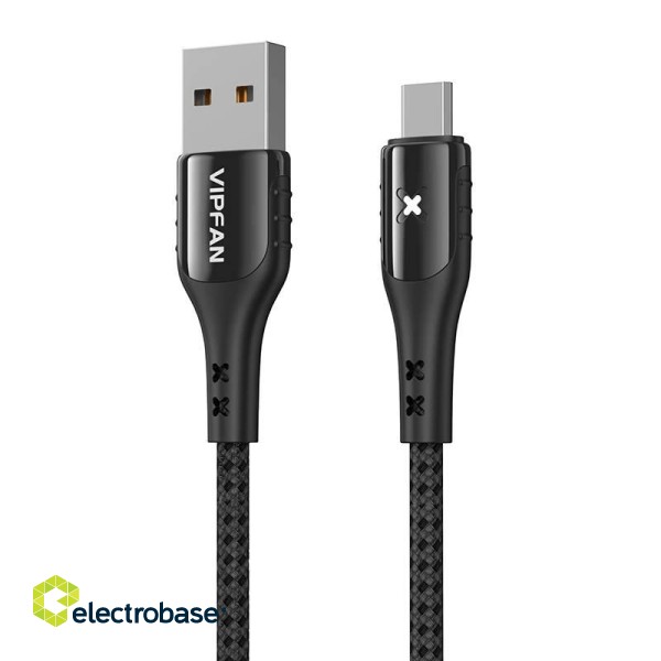 USB to Micro USB cable VFAN Colorful X13, 3A, 1.2m (black) image 1