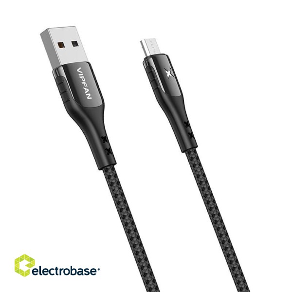 USB to Micro USB cable VFAN Colorful X13, 3A, 1.2m (black) paveikslėlis 3