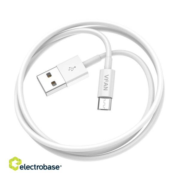 USB to Micro USB cable VFAN X03, 3A, 1m (white) paveikslėlis 1