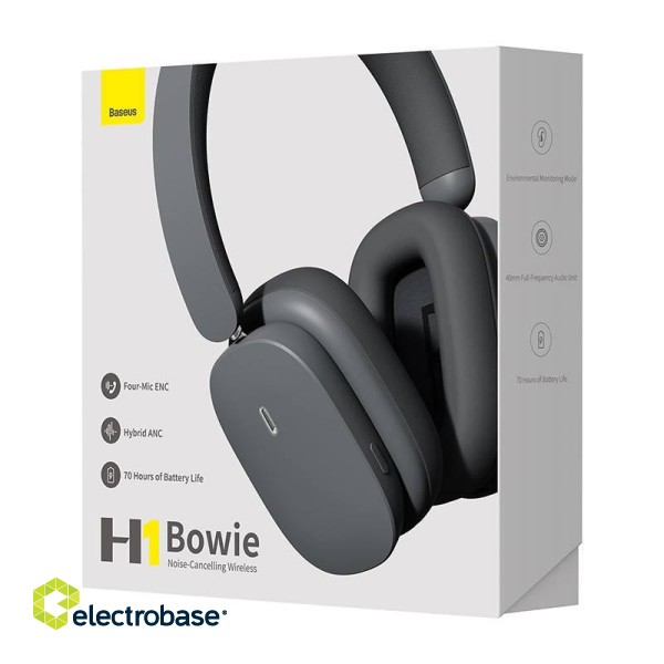 Wireless headphones Baseus Bowie H1 Bluetooth 5.2, ANC (gray) image 6