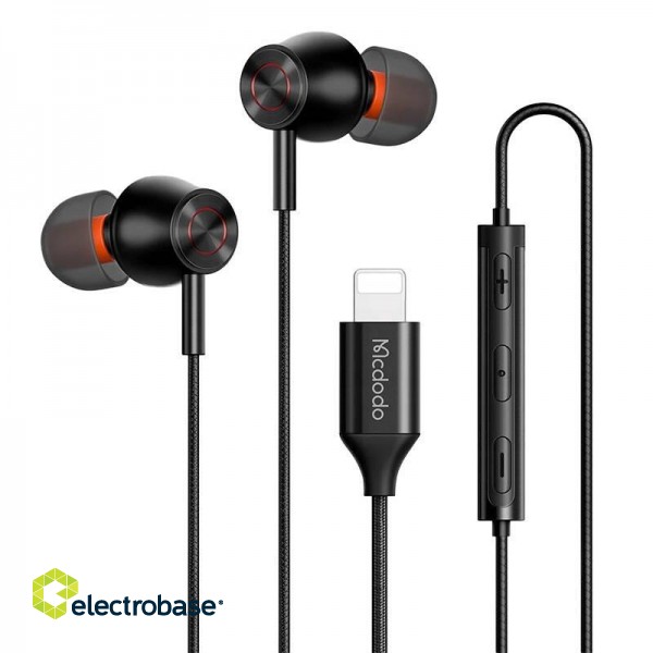 Wired earphones Mcdodo HP-3480, lightning (black) image 1