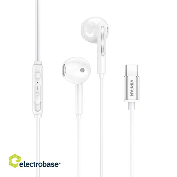 Wired in-ear headphones Vipfan M11, Type C (White)