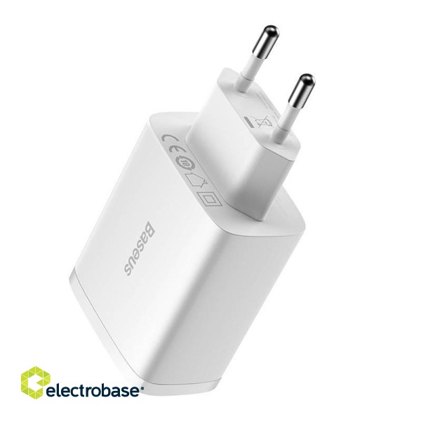 Baseus Compact Quick Charger, 3x USB, 17W (White) image 4